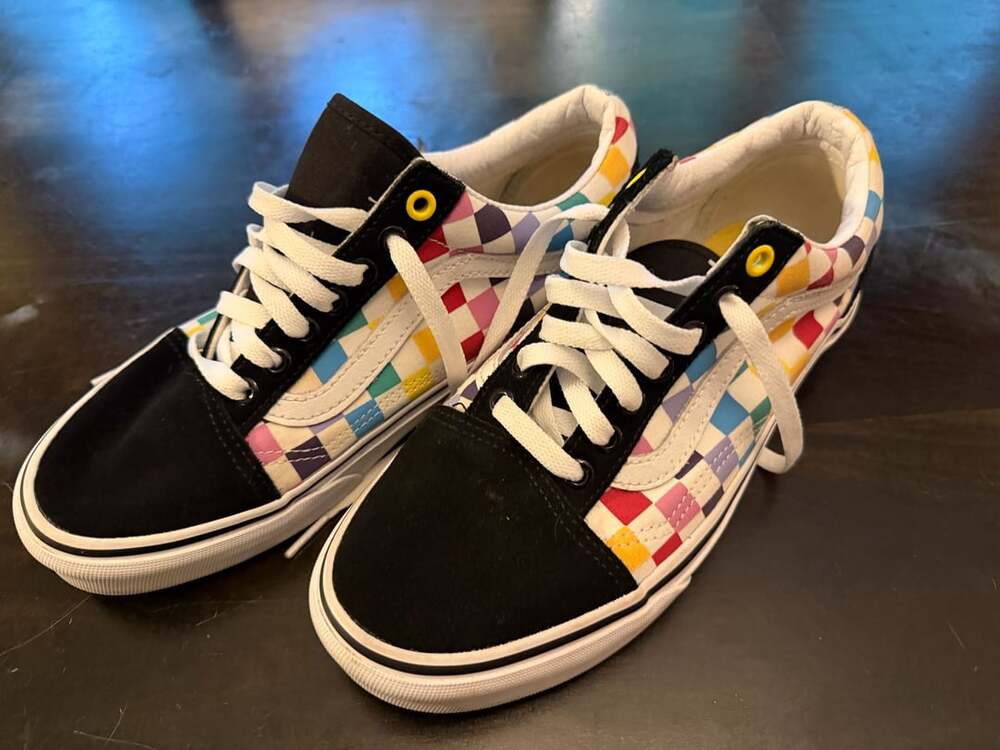 Vans Old Skool Rainbow Checkerboard Skate Shoes Multi-Color